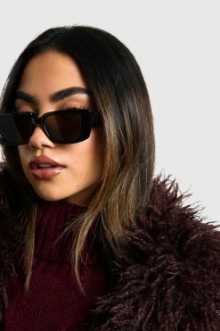 Sunglasses*boohoo Brown Lense Square Sunglasses black
