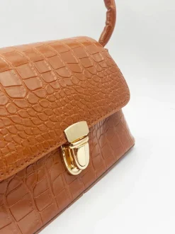 Shoulder Bags|Handbags*SVNX Moc Croc PU Shoulder Bag With Clasp Brown
