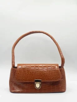 Shoulder Bags|Handbags*SVNX Moc Croc PU Shoulder Bag With Clasp Brown