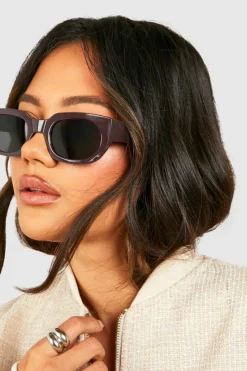 Sunglasses*boohoo Rectangular Frame Sunglasses brown