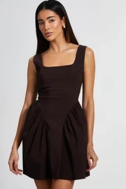 Skater Dresses*Quiz Scoop Back Skater Dress Brown