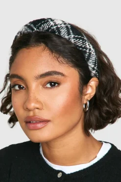 Hair Accessories*boohoo Brushed Check Padded Headband black