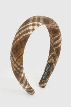 Hair Accessories*boohoo Brushed Check Padded Headband brown