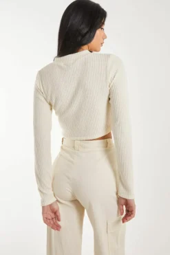 Cardigans*Pink Vanilla Brushed Long Sleeve Cardigan Ivory