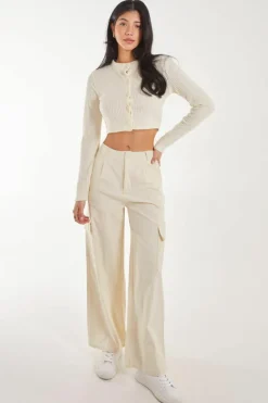 Cardigans*Pink Vanilla Brushed Long Sleeve Cardigan Ivory