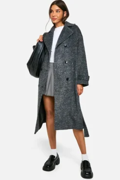 Up To 80% Off Winter Warmers|Wool Look Coats*boohoo Brushed Oversized Wool Look Coat charcoal