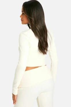 Knitted Tops*boohoo Brushed Rib Button Through Cardigan & Cami Top stone
