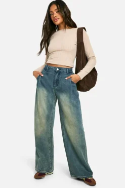 Long Sleeve Tops|Tops*boohoo Brushed Rib Crew Neck Long Sleeve Top stone