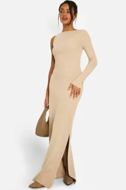 Maxi Dresses*boohoo Brushed Rib Maxi Dress stone