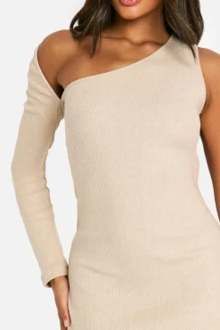 Bodycon Dresses*boohoo Brushed Rib Min One Shoulder Dress stone