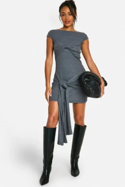 Bodycon Dresses*boohoo Brushed Rib Mini Dress charcoal
