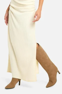 Maxi Dresses*boohoo Brushed Rib Ruched Maxi Dress cream