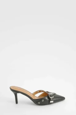 Heels*boohoo Buckle Detail Court Shoes black