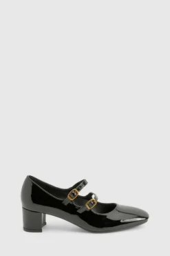 Ballet Flats|Flats*boohoo Buckle Detail Heeled Mary Janes black
