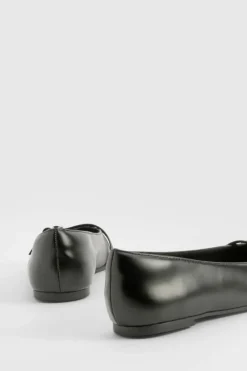 Flats*boohoo Buckle Detail Pointed Flats black