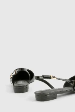 Flats*boohoo Buckle Detail Pointed Flats black