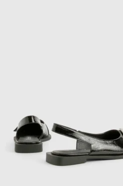 Flats*boohoo Buckle Detail Pointed Flats black