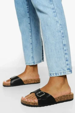 Flats|Sandals*boohoo Buckle Footbed Slider black