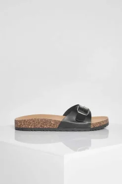 Flats|Sandals*boohoo Buckle Footbed Slider black