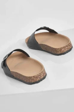 Flats|Sandals*boohoo Buckle Footbed Slider black
