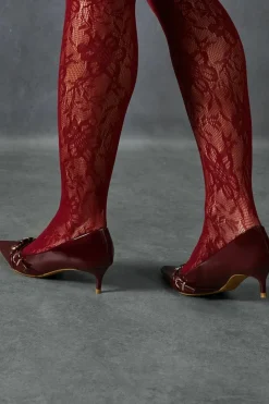 Heels*MissPap Buckle Patent Low Heels red