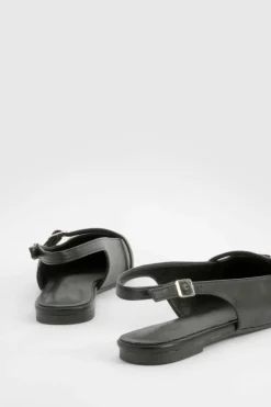 Flats*boohoo Buckle Slingback Pointed Flats black