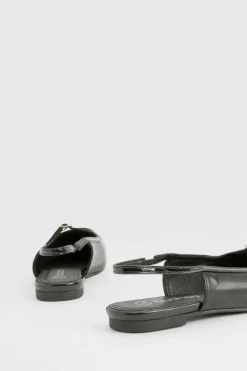 Flats*boohoo Buckle Slingback Pointed Flats black