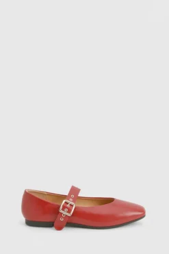 Ballet Flats|Flats*boohoo Buckle Strap Ballet Flats red
