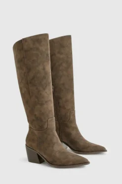 Cowboy Boots|All Boots*boohoo Burnished Pu Western Cowboy Boots brown