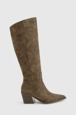 Cowboy Boots|All Boots*boohoo Burnished Pu Western Cowboy Boots brown