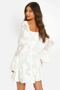 Skater Dresses*boohoo Burnout Floral Milkmaid Mini Dress white