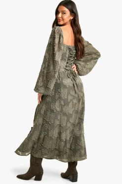 Skater Dresses|Mini Dresses*boohoo Burnout Floral Milkmaid Skater Dress dark olive