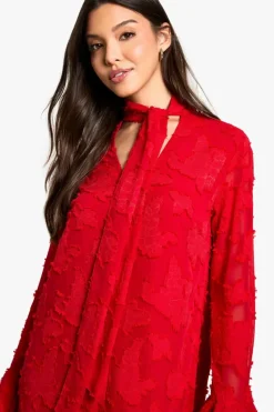 Smock Dresses|Mini Dresses*boohoo Burnout Floral Ruffle Smock Dress red