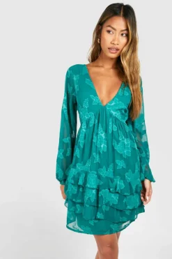 Smock Dresses*boohoo Burnout Floral Smock Dress green