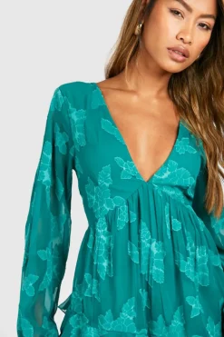 Smock Dresses*boohoo Burnout Floral Smock Dress green