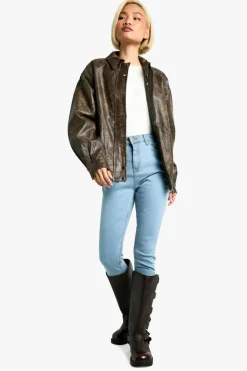 Up To 80% Off Winter Warmers|Denim*boohoo Butt Shaper High Rise Skinny Jeans light blue
