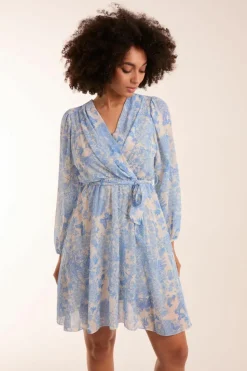 Wrap Dresses*Blue Vanilla Butterfly Floral Wrap Dress Blue