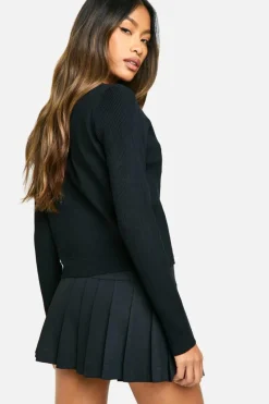 Cardigans|Knitwear*boohoo Button Detail Knitted Cardigan black