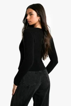 Cardigans|Knitwear*boohoo Button Detail Knitted Cardigan black