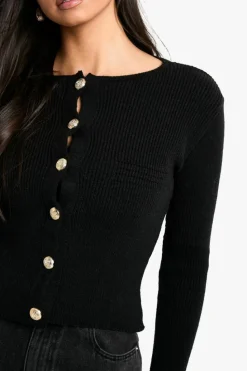 Cardigans|Knitwear*boohoo Button Detail Knitted Cardigan black