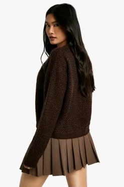 Cardigans*boohoo Button Through Cardigan chocolate