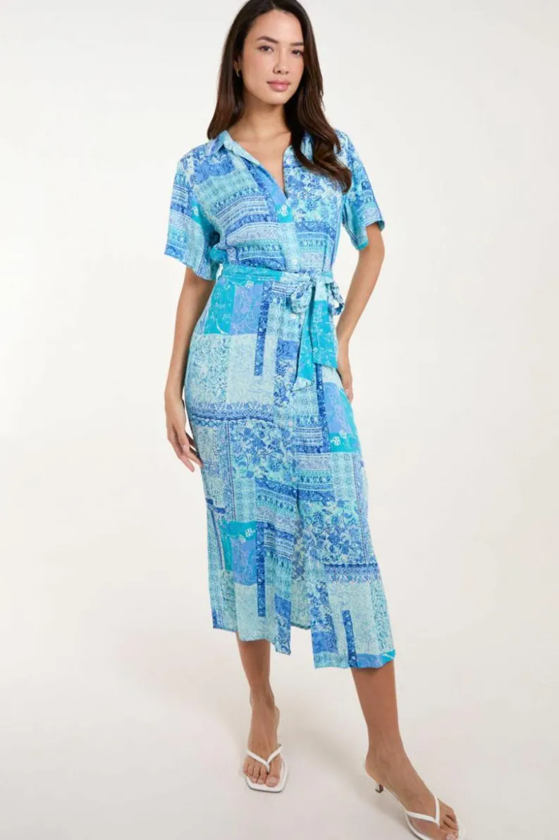 Shirt Dresses*Blue Vanilla Button Through Shirt Dress Blue