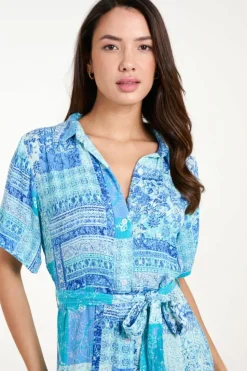 Shirt Dresses*Blue Vanilla Button Through Shirt Dress Blue