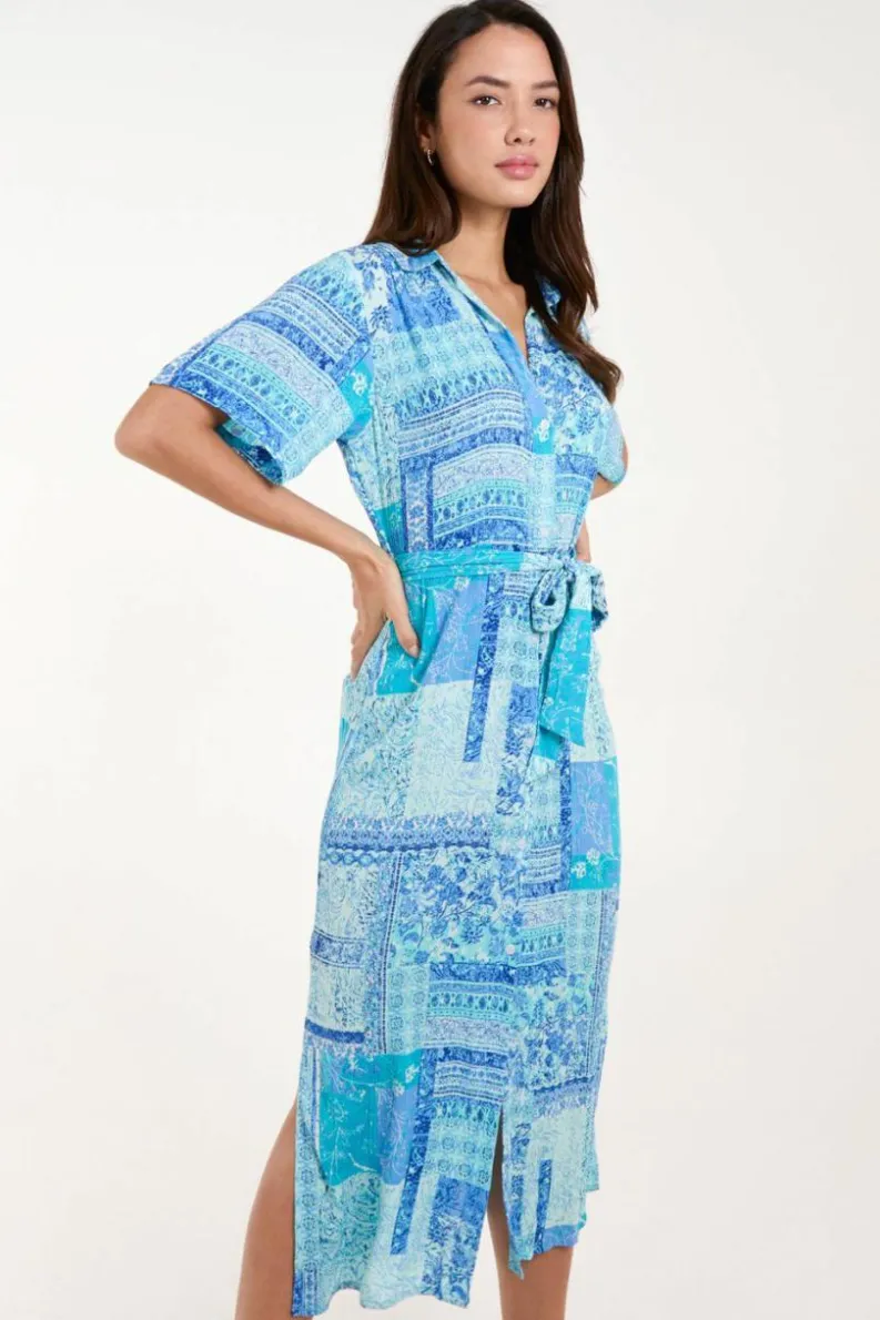 Shirt Dresses*Blue Vanilla Button Through Shirt Dress Blue