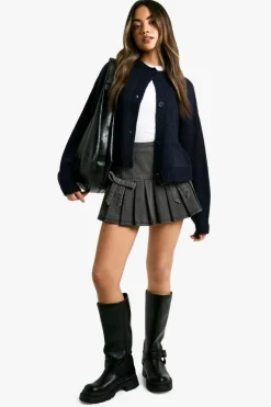 Cardigans*boohoo Button Through Soft Knit Cardigan navy