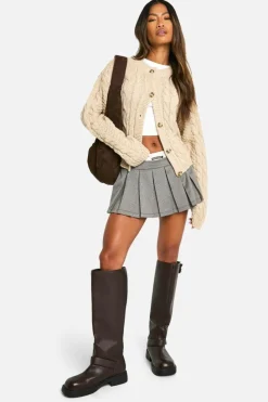 Cardigans|Jumpers & Cardigans*boohoo Cable Chunky Knit Button Oversized Cardigan mocha