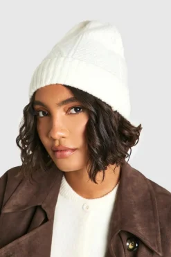 Earmuffs|Hats & Gloves*boohoo Cable Knit Beanie ivory