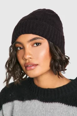 Earmuffs|Hats & Gloves*boohoo Cable Knit Beanie black