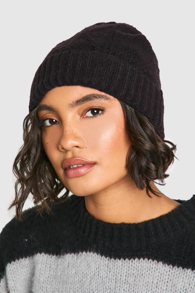 Earmuffs|Hats & Gloves*boohoo Cable Knit Beanie black