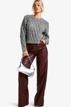 Jumpers*boohoo Cable Knit Diamate Detail Jumper grey